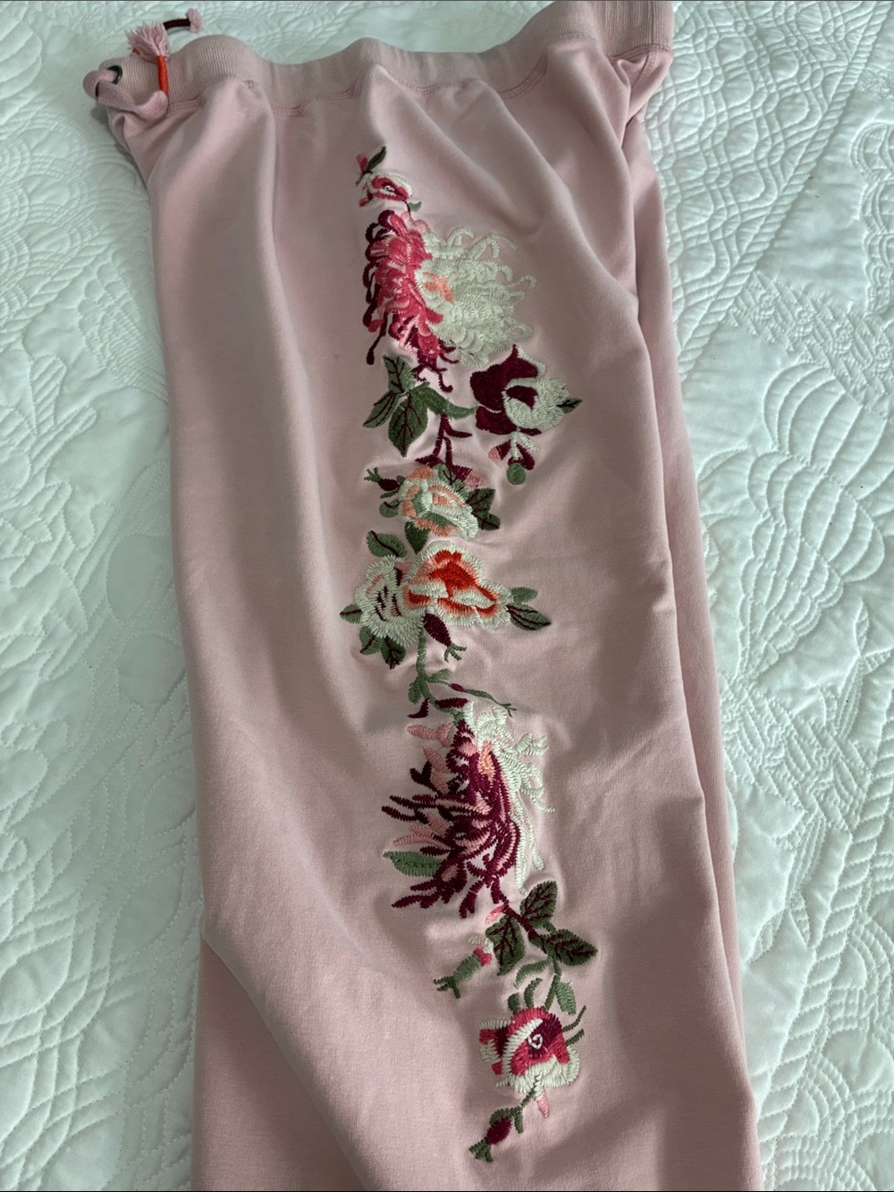 Paparazzi by Biz Wide-Leg Sweatpants with Floral Side Embroidery